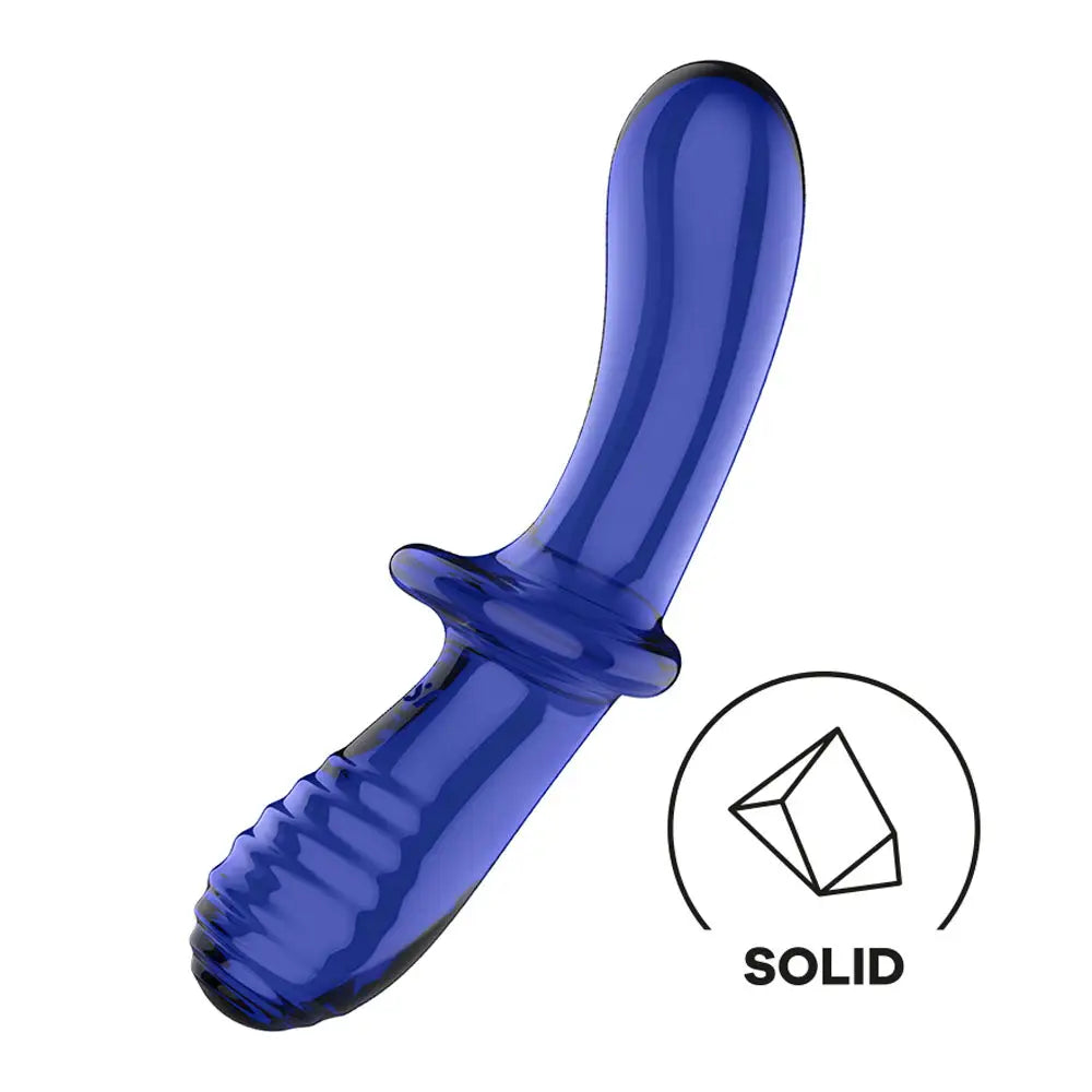 Satisfyer Double Crystal - Blue Glass Dildo