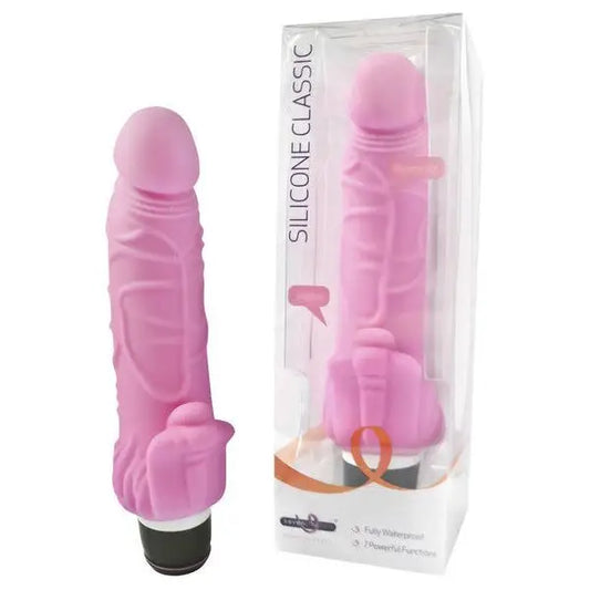 Silicone Classic Vibrator and Clit Stimulator Pink - 035