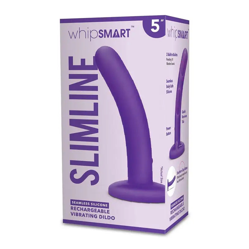 Purple 5" Slimline Rechargeable Vibrating Dildo - My Temptations