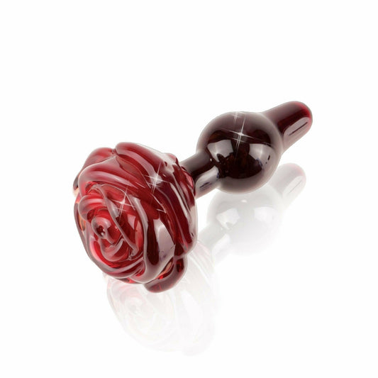 Icicles No76 Red Rose Glass Butt Plug