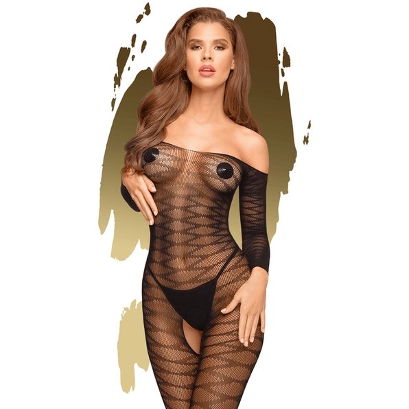 Sheer Plus Size Bodystocking With Open Crotch