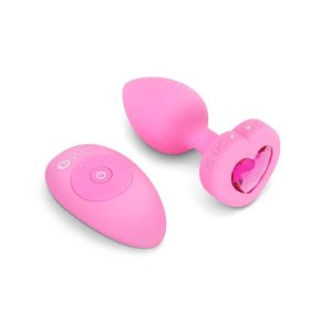 b-Vibe Remote Control Vibrating Jewelled Heart Butt Plug S/M