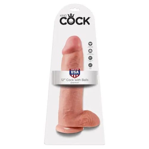 King Cock 12in Dildo Flesh Realism with Extra Stimulation King Cock 12Inch Realistic Dong with Balls