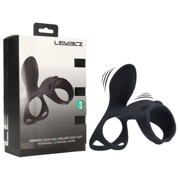 LEVELZ Vibrating Cock & Ball Ring with Shaft Loop -  USB Rechargeable Vibrating Cock & Ball Rings