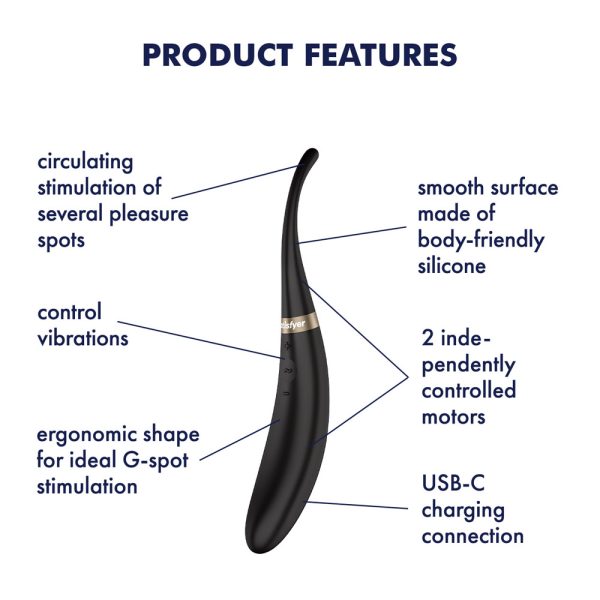 Vibrator with Twirling Tip (2) Black Vibrator with Twirling Tip