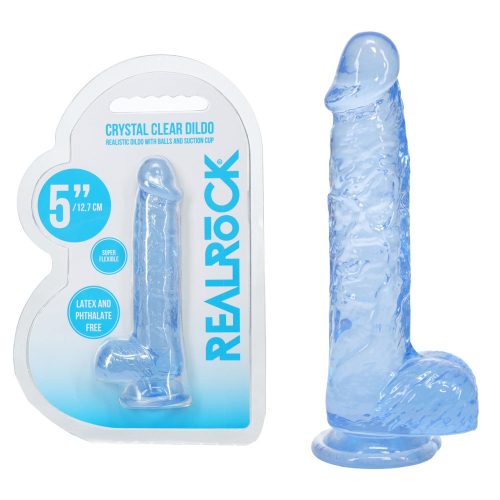Blue Clear Dildo with Balls (1) Blue Clear Dildo with Balls