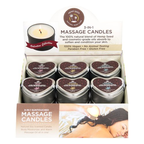 HSCV026D.jpg EB Hemp Seed Lovers Heart Candle Display - Counter Display of 12 and Tester